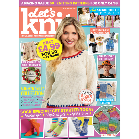🌸 Let’s Knit – June 2025 (Issue 209) Single issue | Ships free across UK (3–5 days)